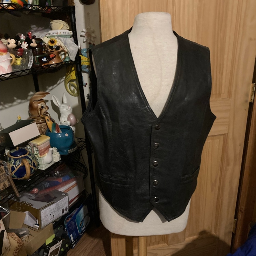 Men's Wilson Leather black leather vest